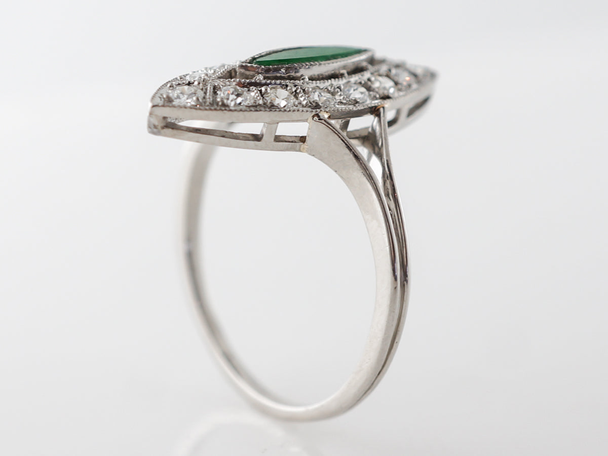 Vintage Jade & Diamond Deco Ring in Platinum