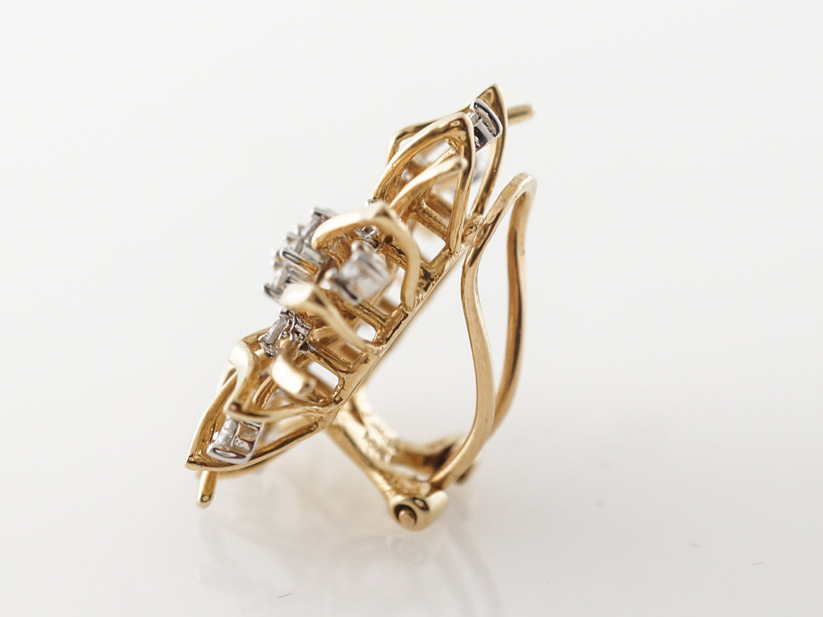 Vintage 1950's Diamond Flower Earrings in 14k