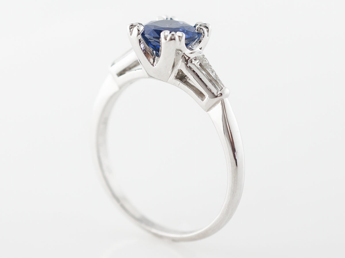 Vintage Mid-Century Engagement Ring w/ Sapphire and Diamonds