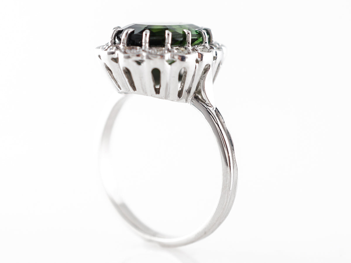 Vintage Mid-Century Tourmaline & Diamond Cocktail Ring