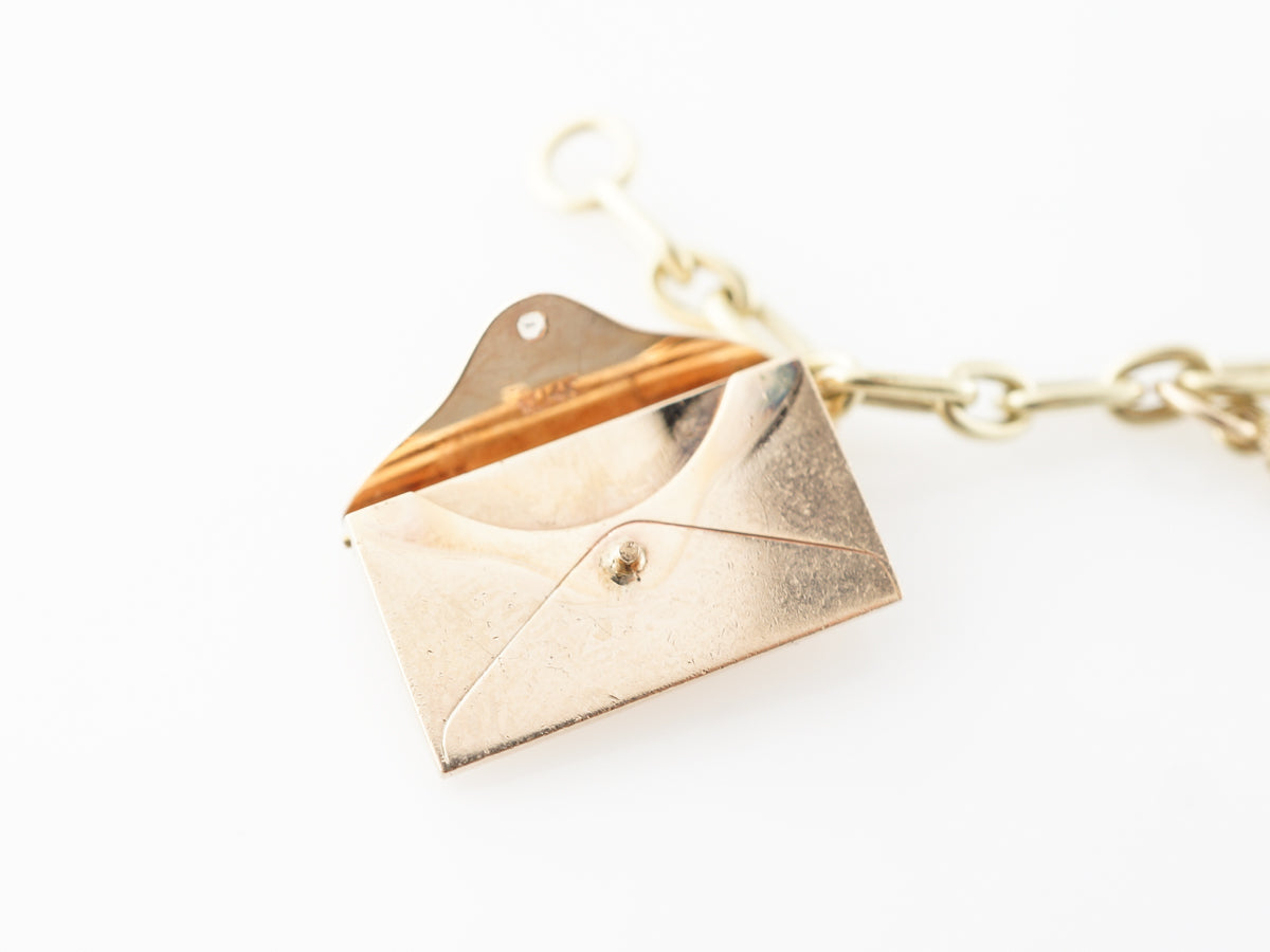 Vintage Mid-Century Charm Bracelet 14k Yellow Gold