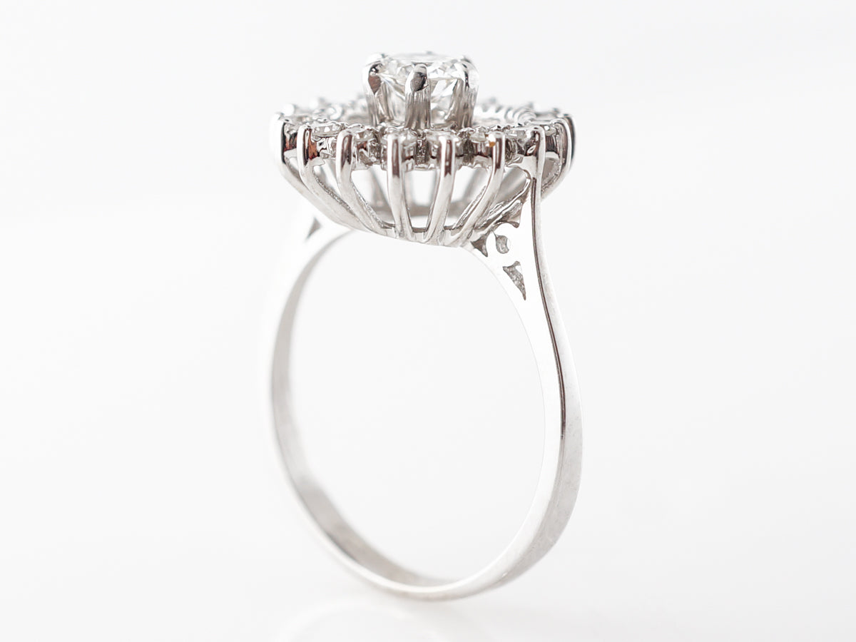 Mid-Century Diamond Cluster Ring in 14k White Gold