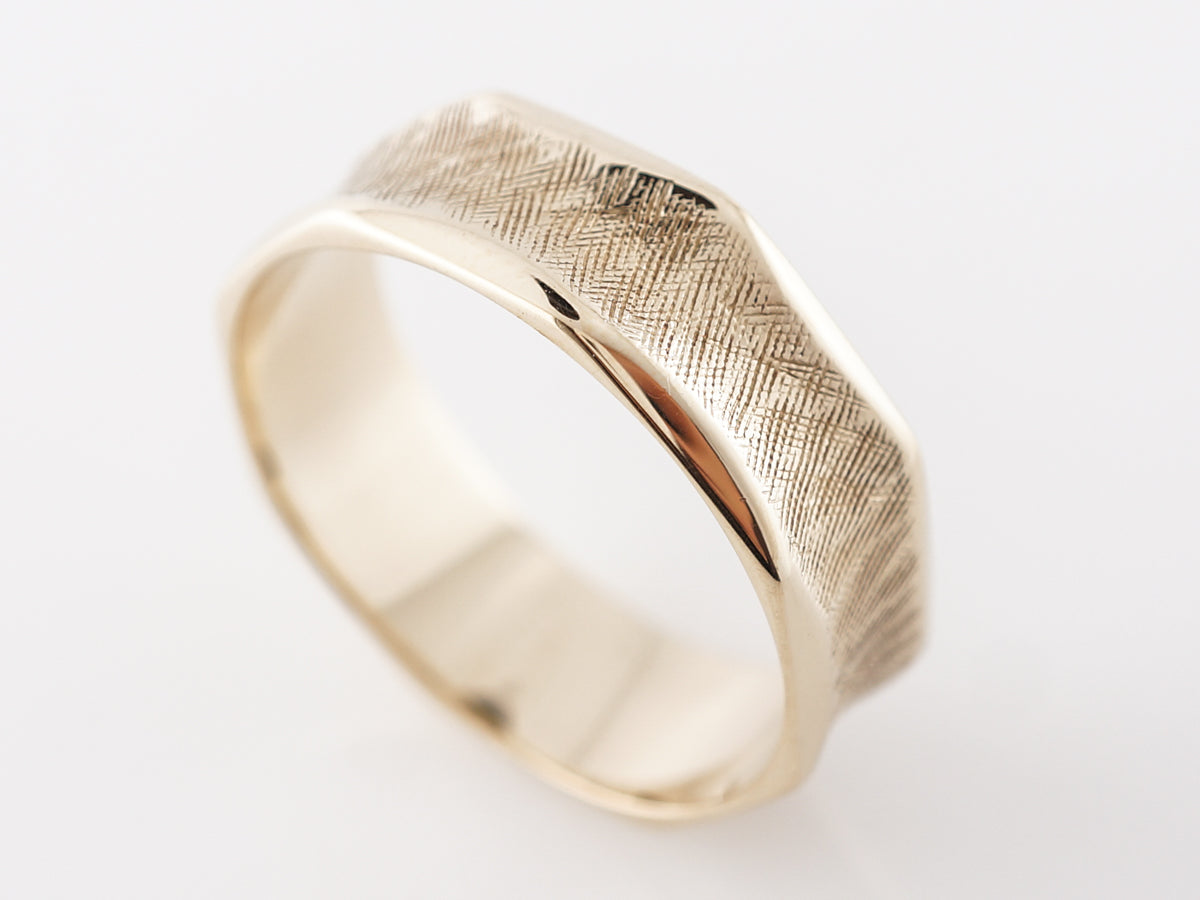 Vintage Textured Men's Band in 14k Yellow Gold