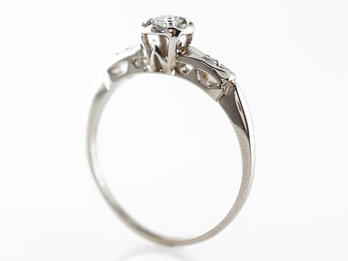 Vintage 1950's Diamond Engagement Ring in White Gold