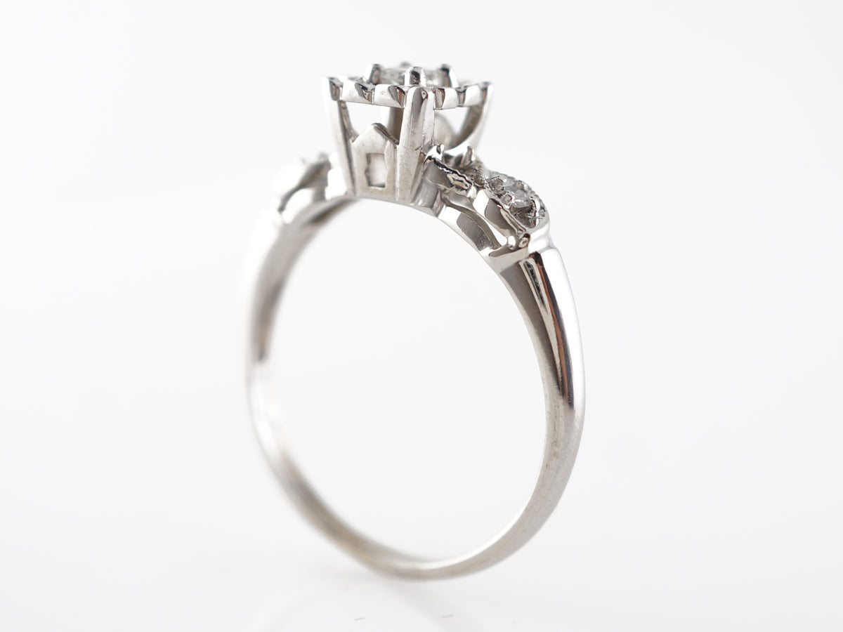 Vintage Floral Diamond Engagement Ring in 14k