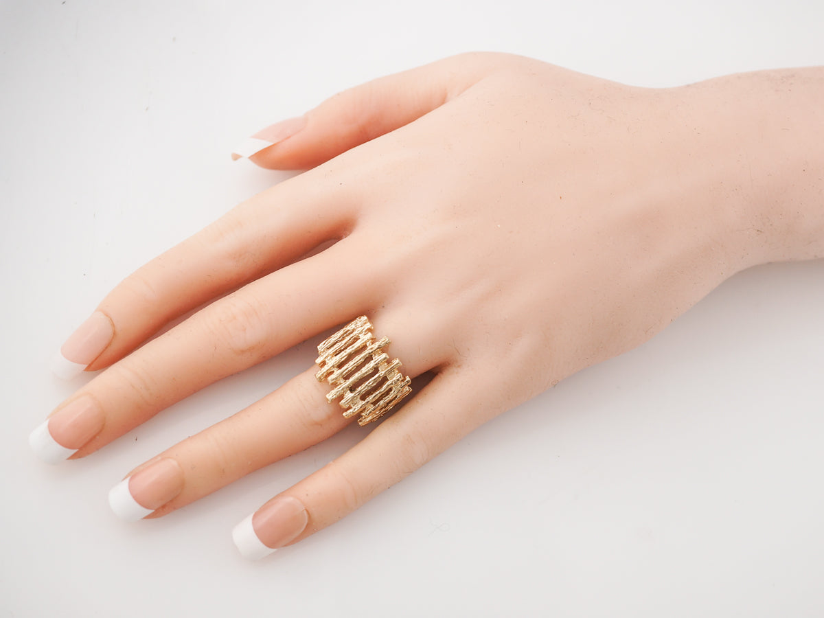 Vintage 1960's Mid Century Bark Ring