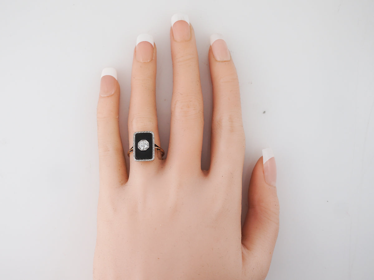 Vintage Art Deco Diamond & Onyx Right Hand Ring