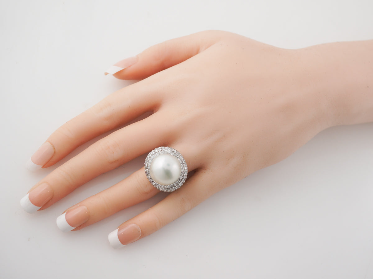 South Sea Pearl & Diamond Ring in Platinum