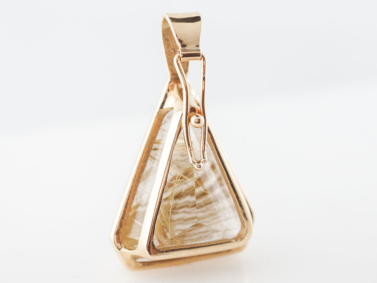 Vintage 1950's Rutilated Quartz Pendant in Yellow Gold