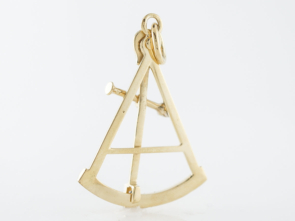 Vintage Pendant Mid-Century .13 Round Brilliant Cut Diamonds in 14k Yellow Gold