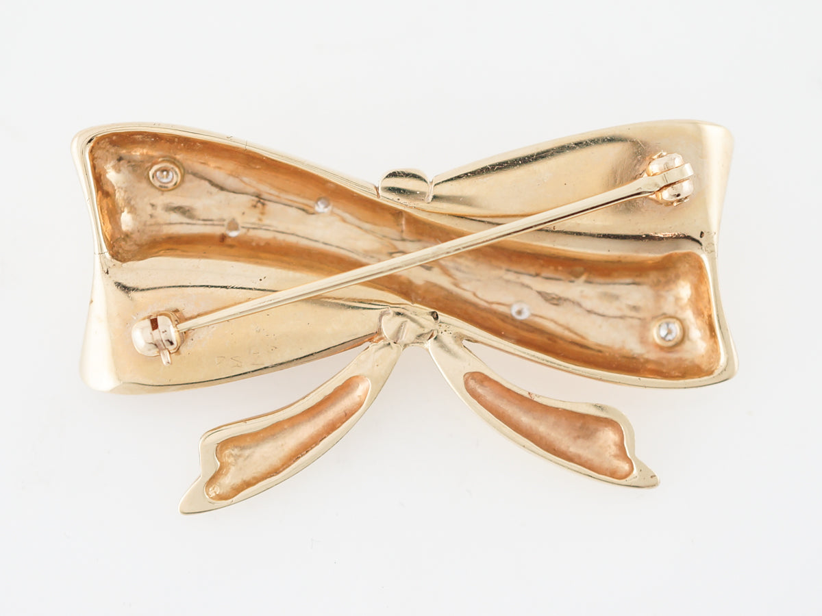 ***RTV 1/2/19***Vintage Pin Retro .30 Round Brilliant Cut Diamonds in 14k Yellow Gold