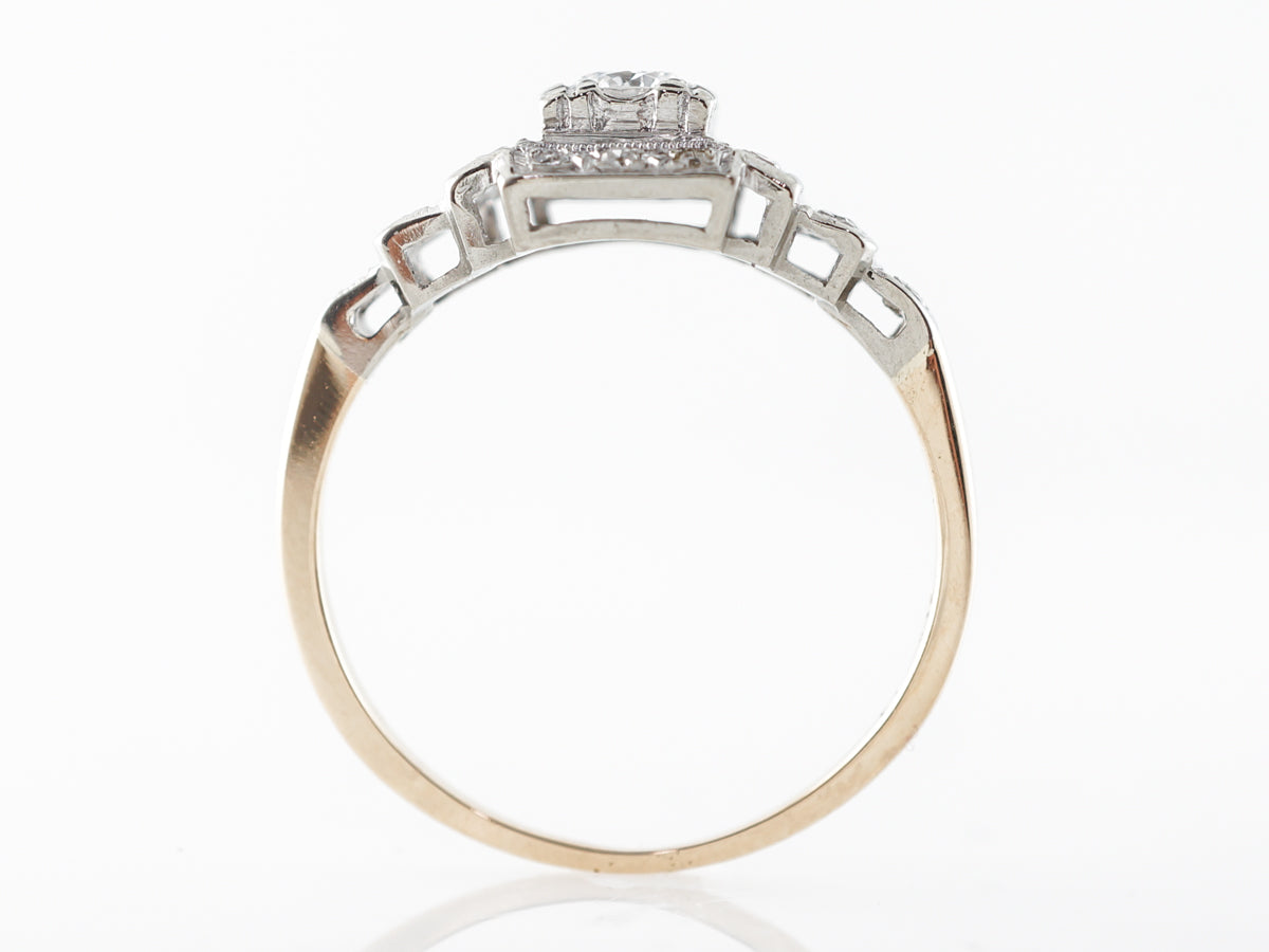 Vintage 1940's Diamond Engagement Ring in White & Yellow Gold