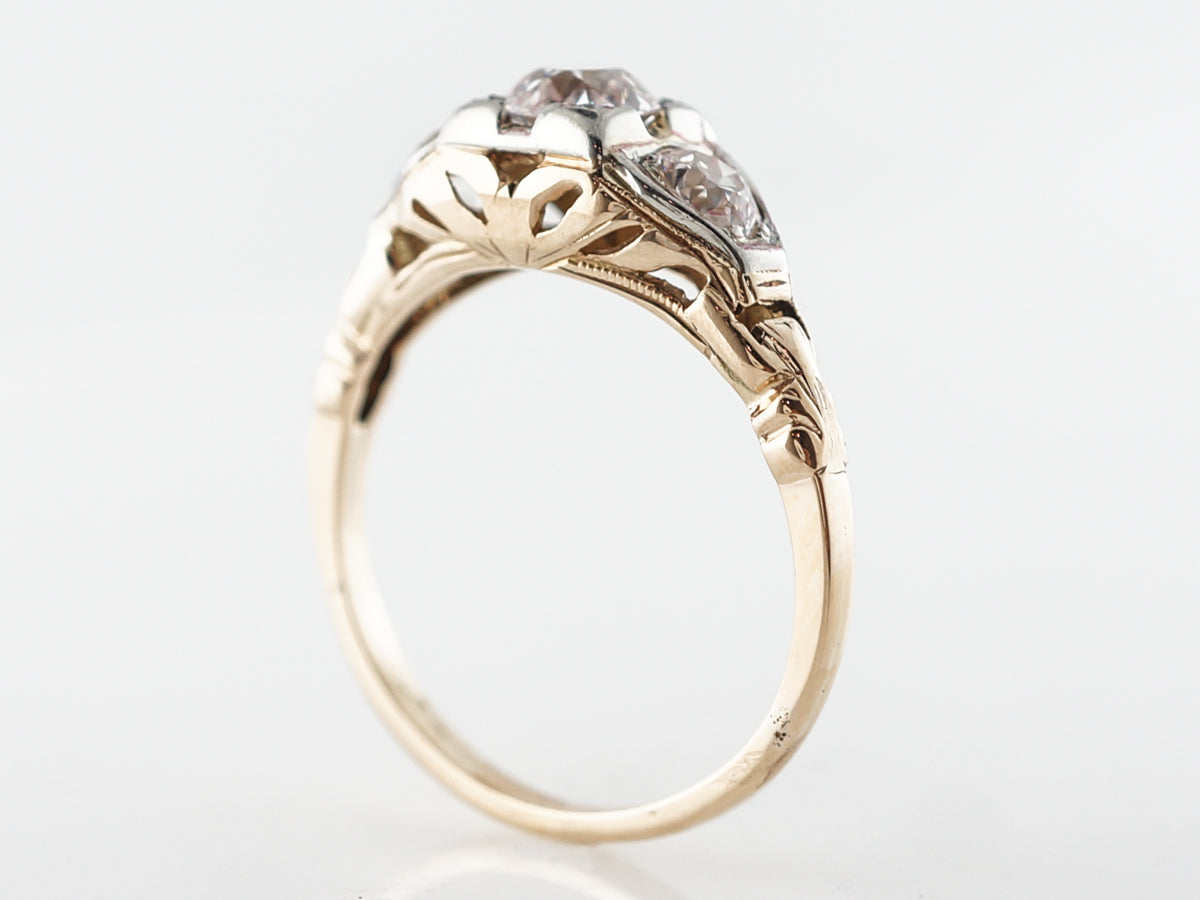 Vintage Retro 3 Stone Diamond Engagement Ring in 14k