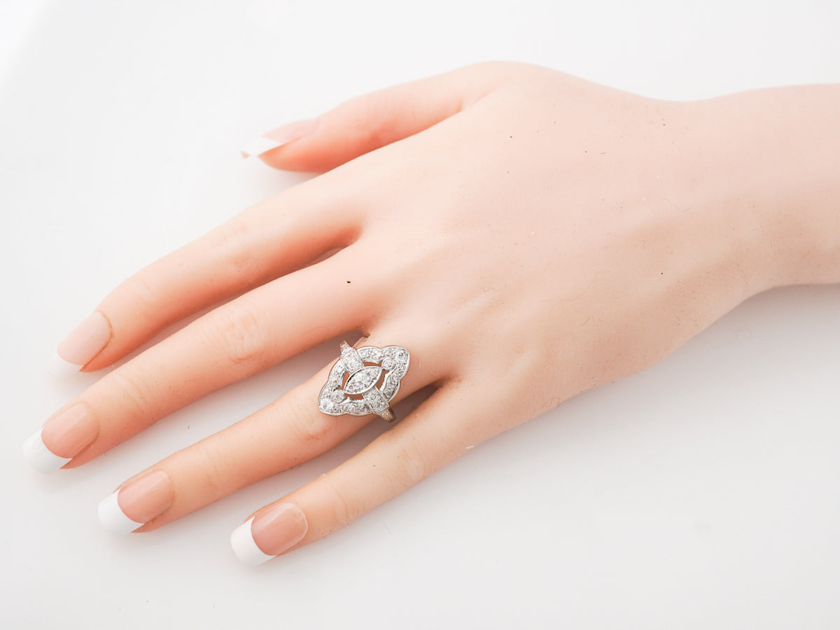 Vintage Art Deco Diamond Right Hand Ring in Platinum