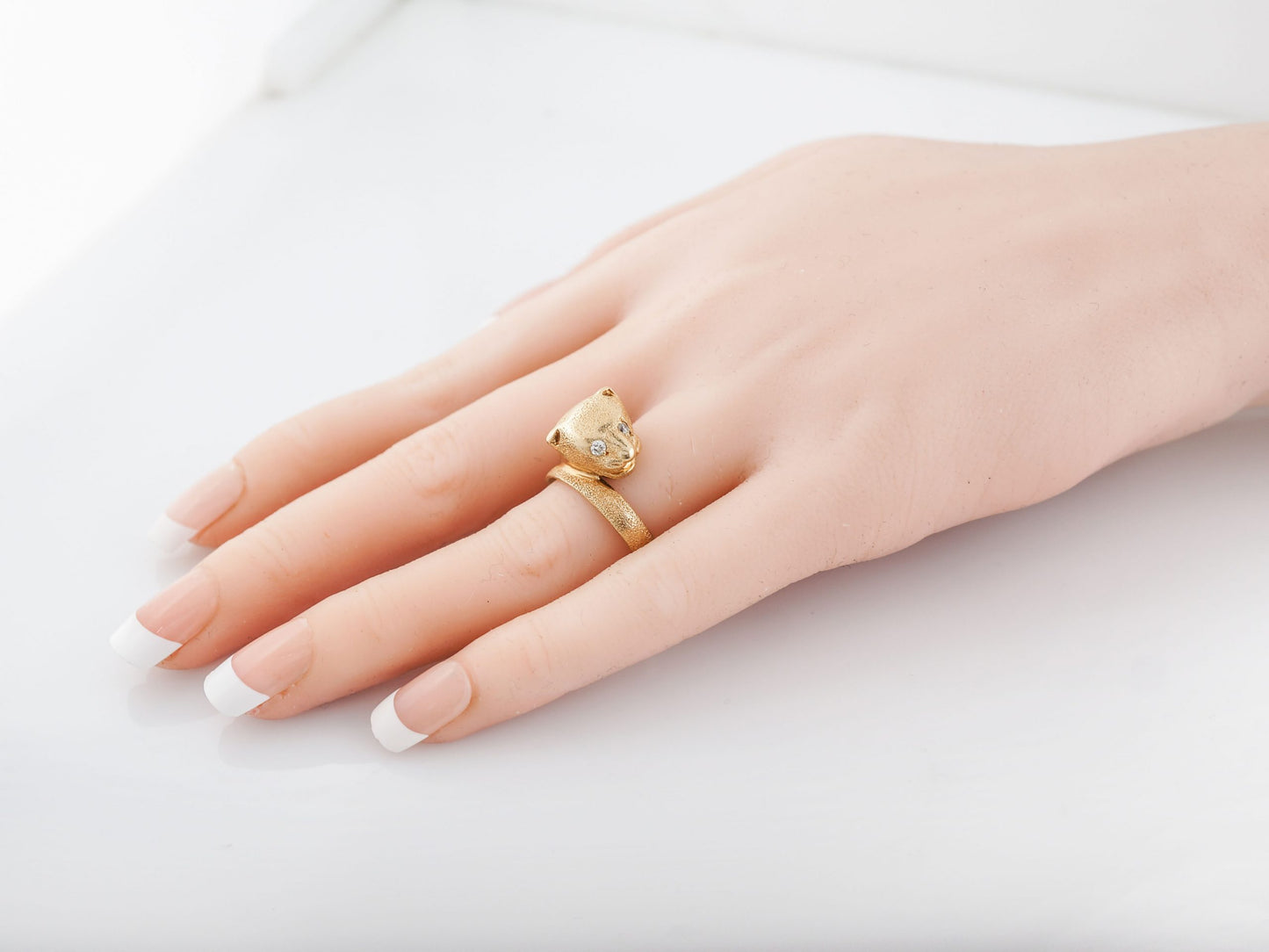 Vintage Right Hand Ring Mid-Century .06 Old European Cut Diamonds in 14k Yellow Gold