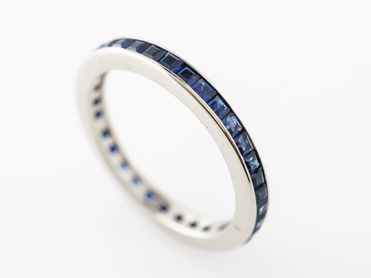 Antique Sapphire Eternity Band Art Deco in White Gold