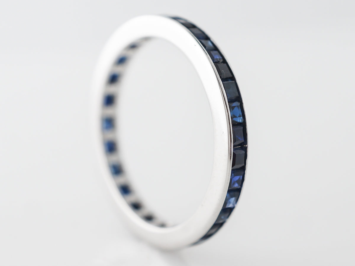 Vintage Sapphire Eternity Band Mid-Century in White Gold