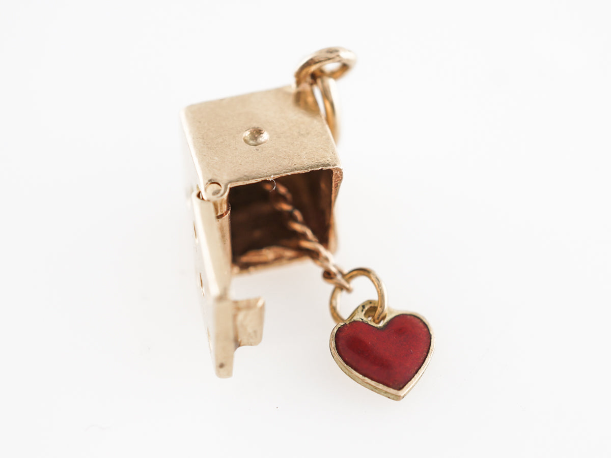 Vintage Small Dice w/ Enamel Heart in 14k Yellow Gold