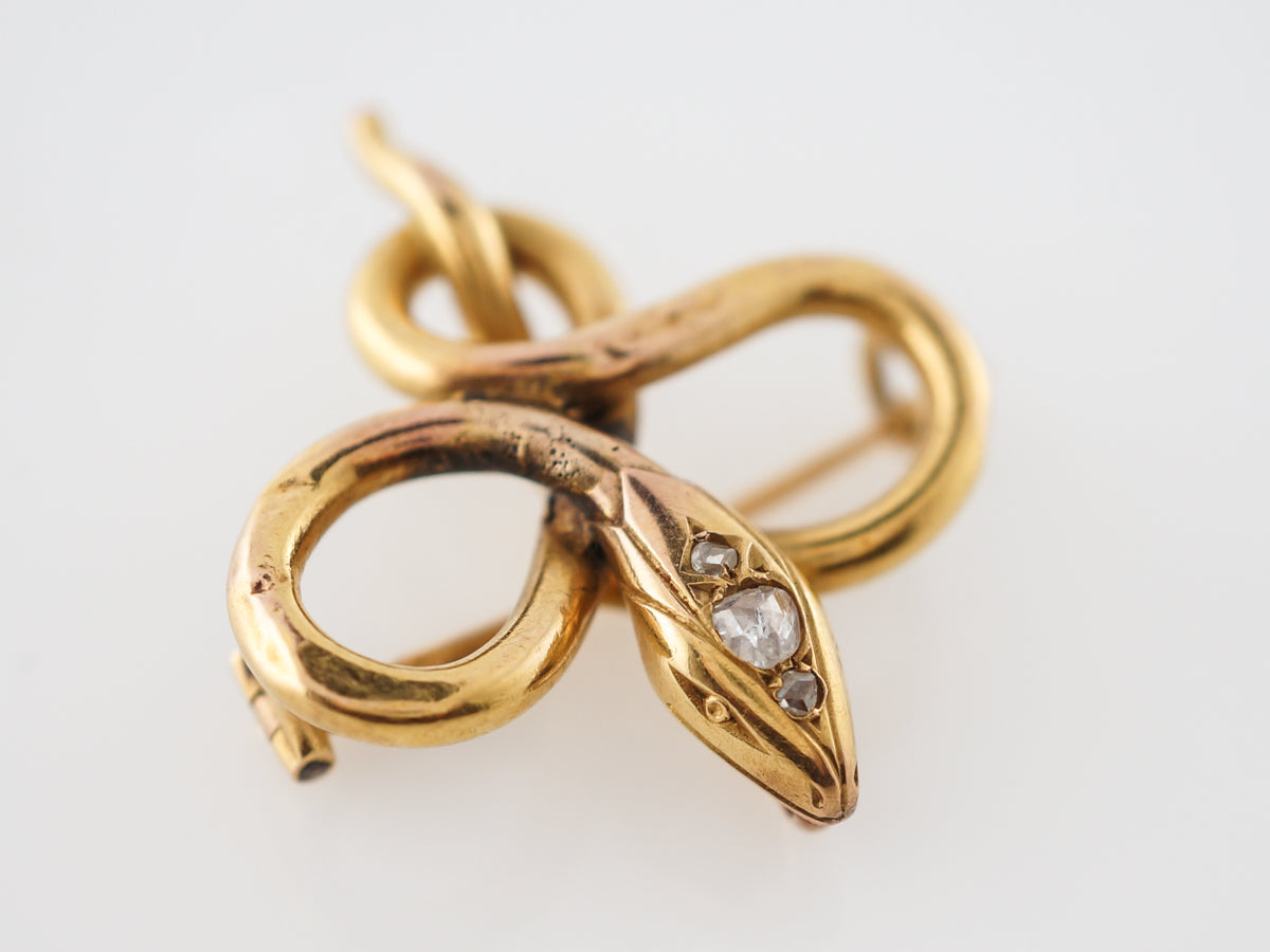 Vintage Victorian Diamond Snake Pendant in Yellow Gold