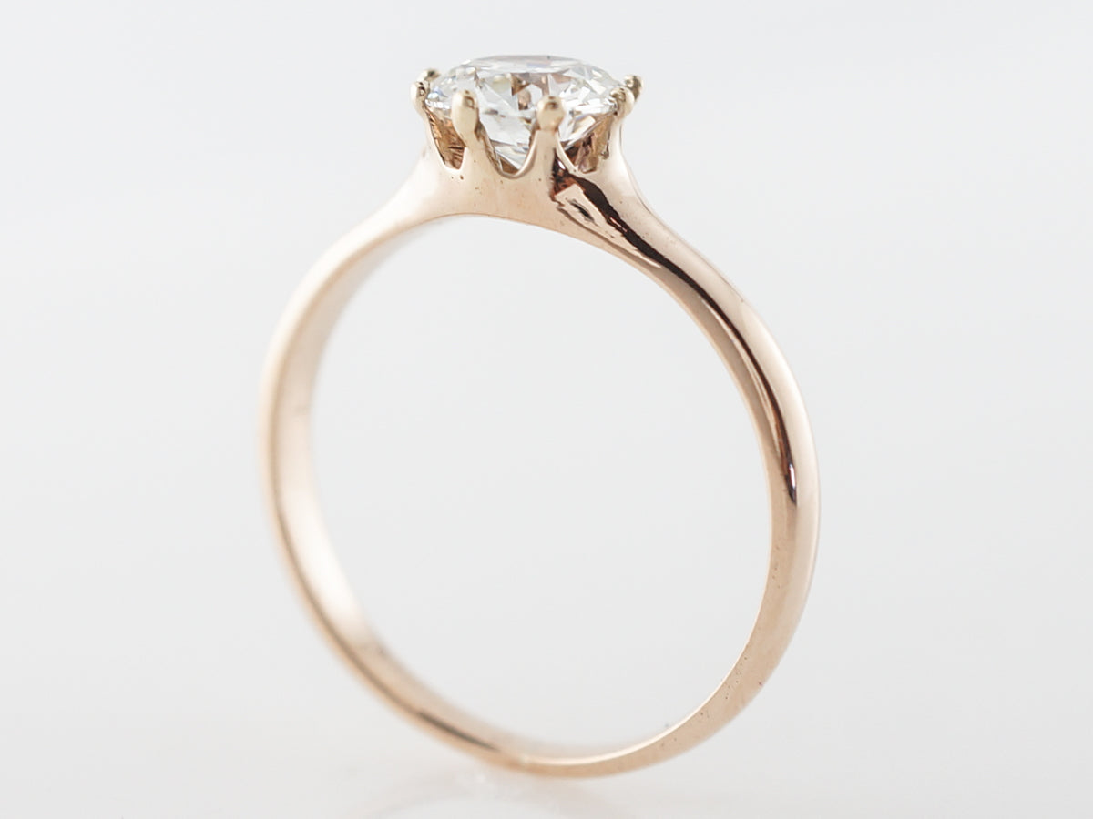 Victorian Rose Gold Diamond Solitaire Engagement Ring