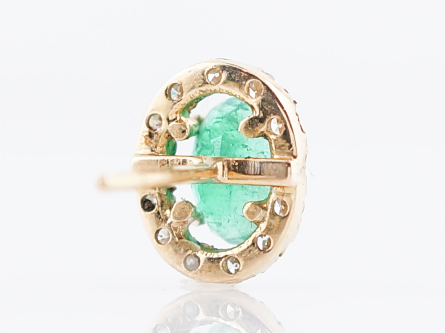 Modern Cluster Earrings 1.38 Oval Cut Emerald in 18k Yellow Gold