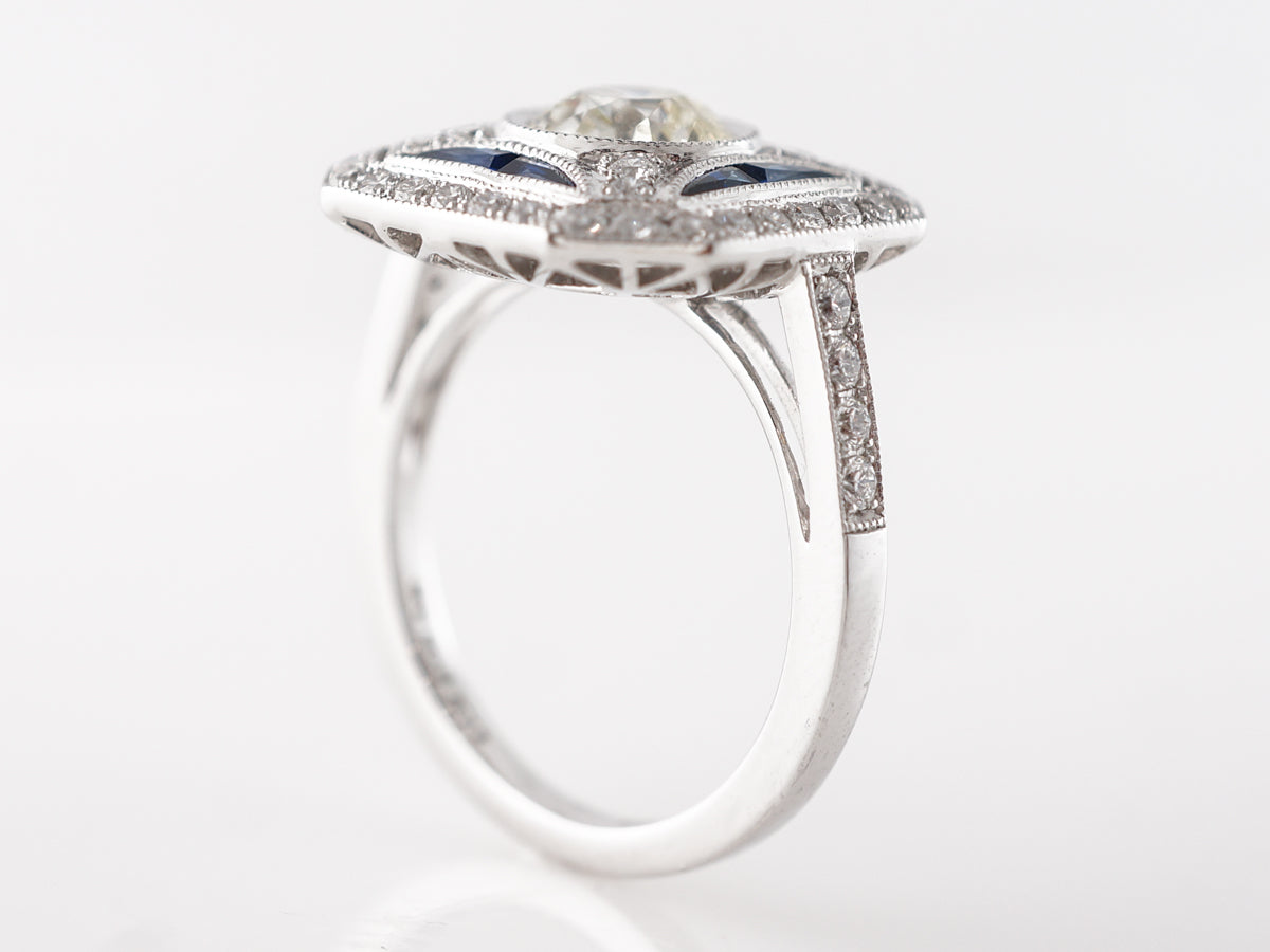 Vintage Style Cocktail Ring w/ Sapphires in Platinum