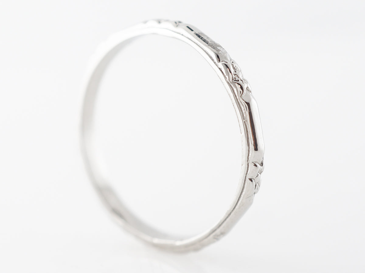 Art Deco Style Orange Blossom Wedding Band in Platinum