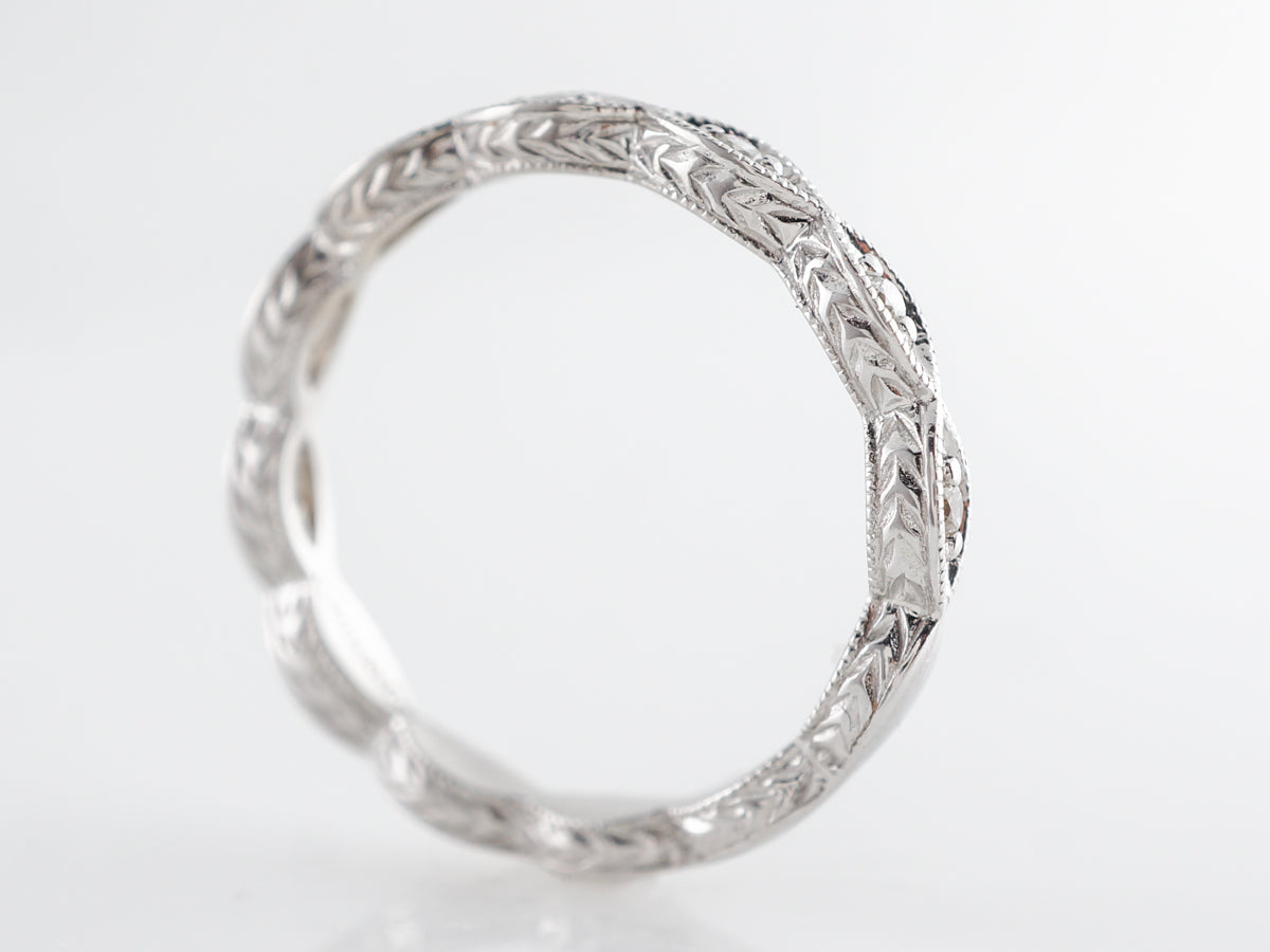 Vintage Style Milgrain & Diamond Wedding Band