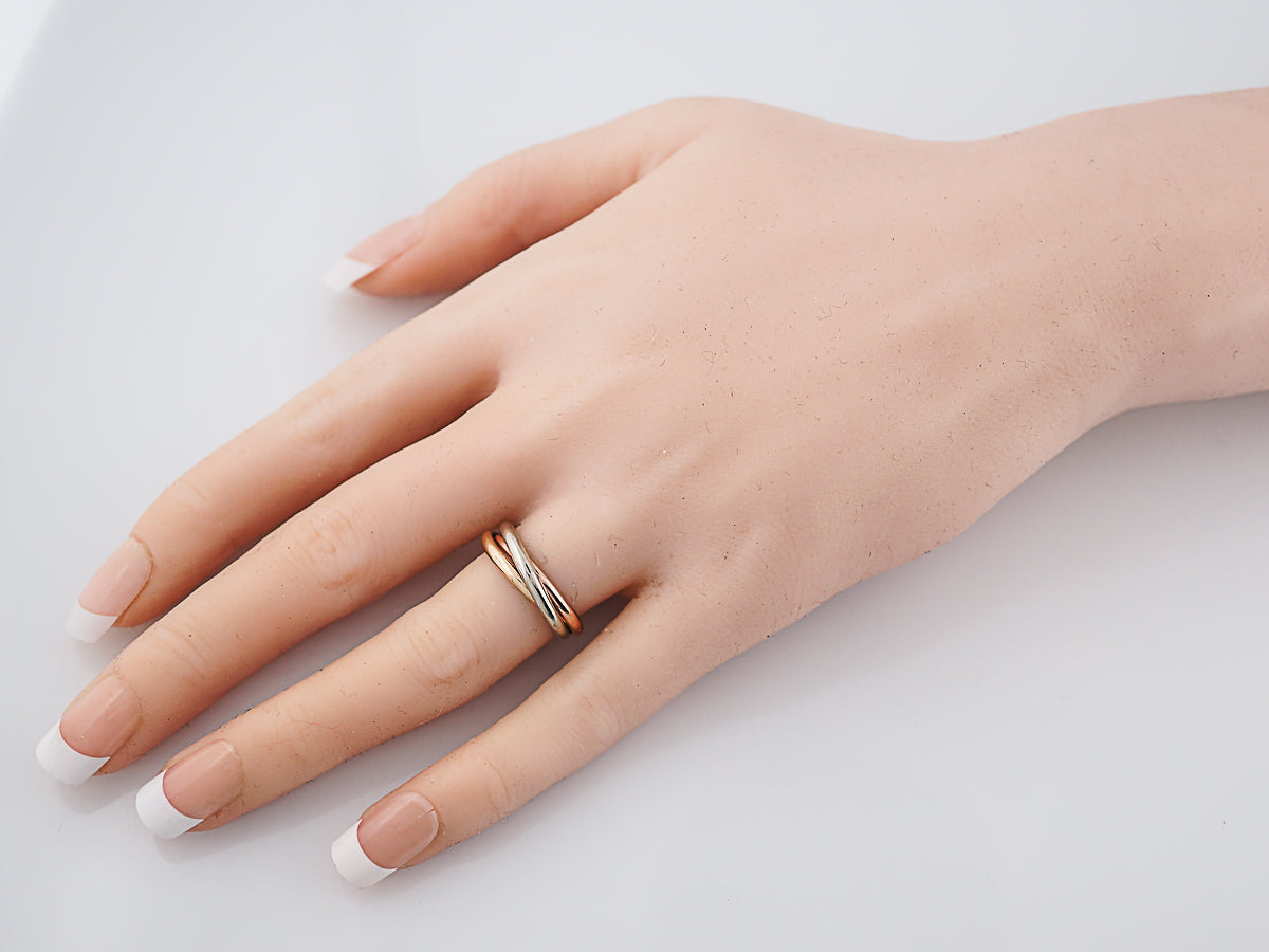 Vintage Trinity Roll Ring Retro in 14k Yellow, White & Rose Gold