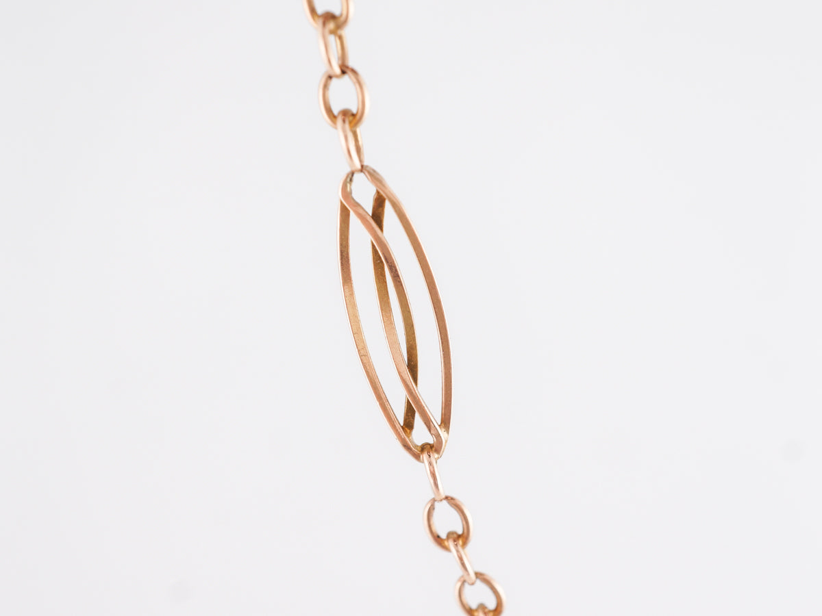 Vintage Victorian Paperclip Necklace in 14k Yellow Gold