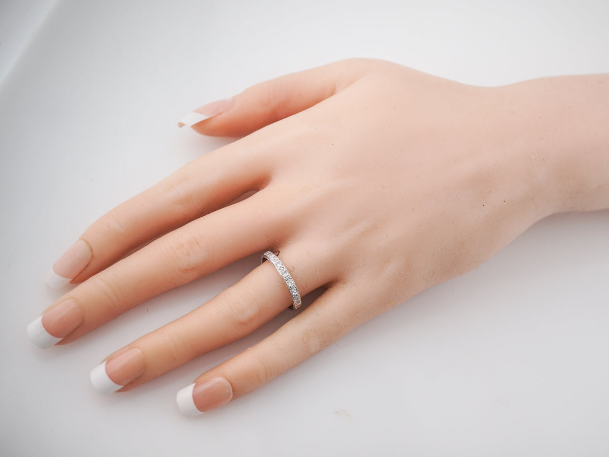 Vintage 1920's Orange Blossom & Diamond Wedding Band