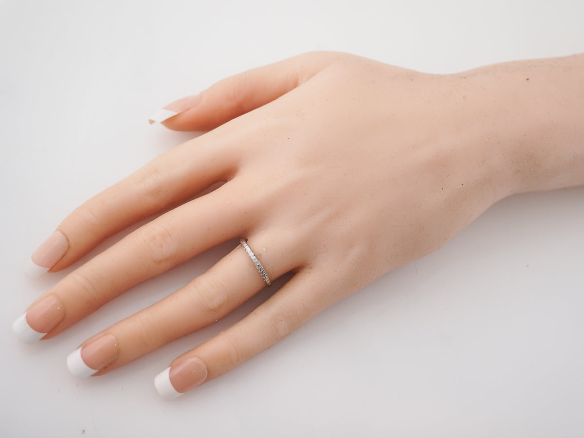 Chevron Pattern Vintage Art Deco Wedding Band in Platinum