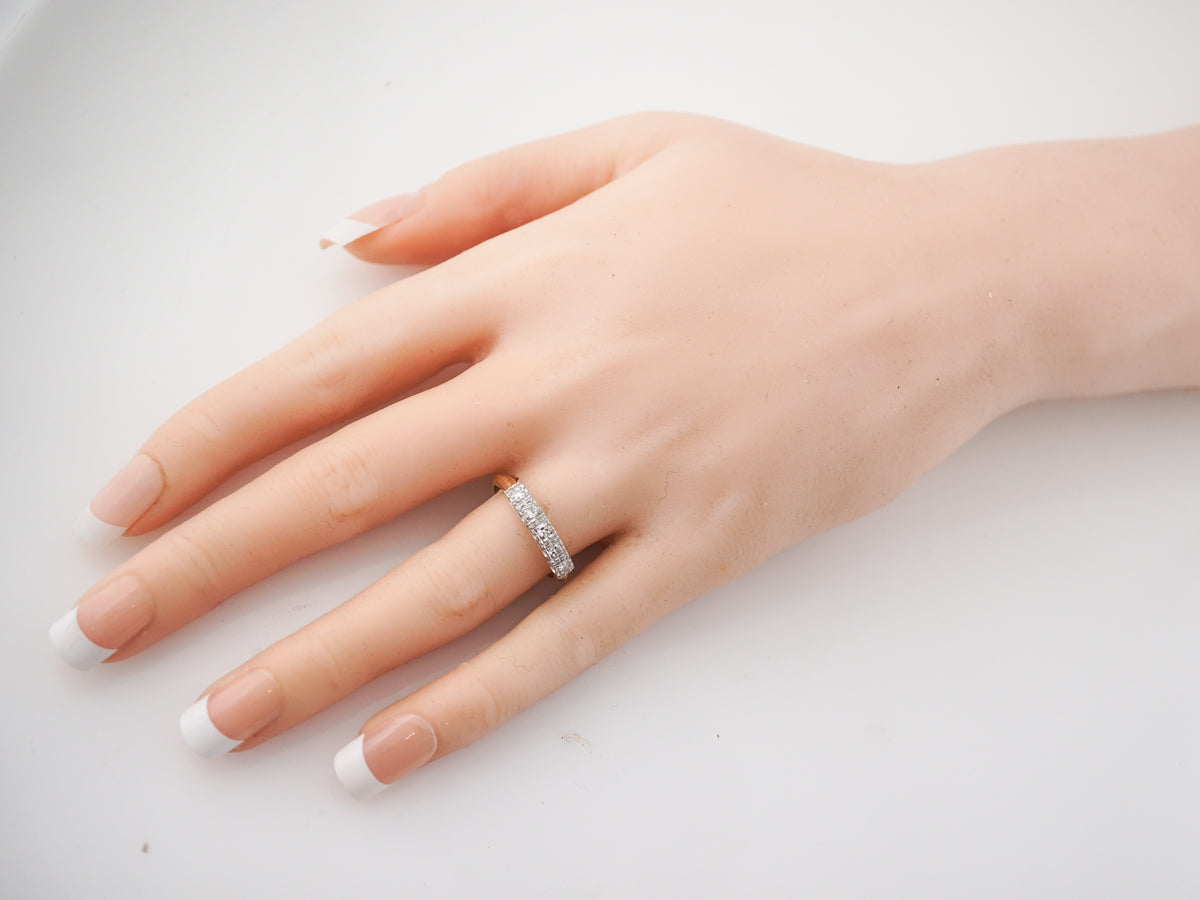 Vintage Two-Toned Retro 1940's Diamond Wedding Band