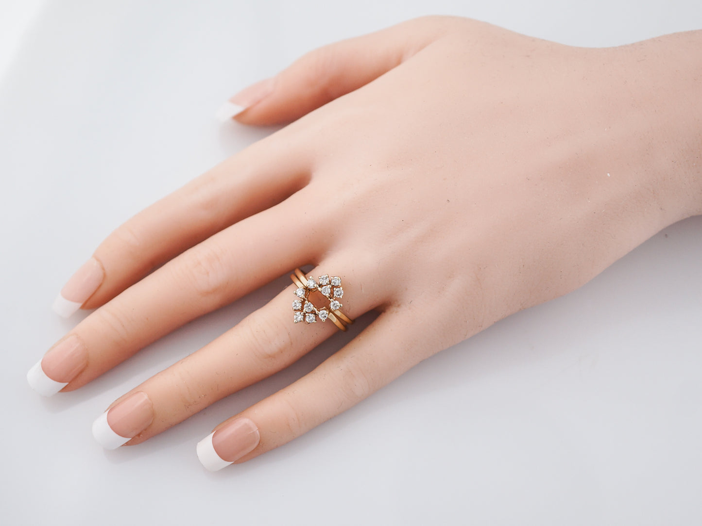 Vintage Ring Guards Retro .36 Round Brilliant Cut Diamonds in 14k Yellow Gold