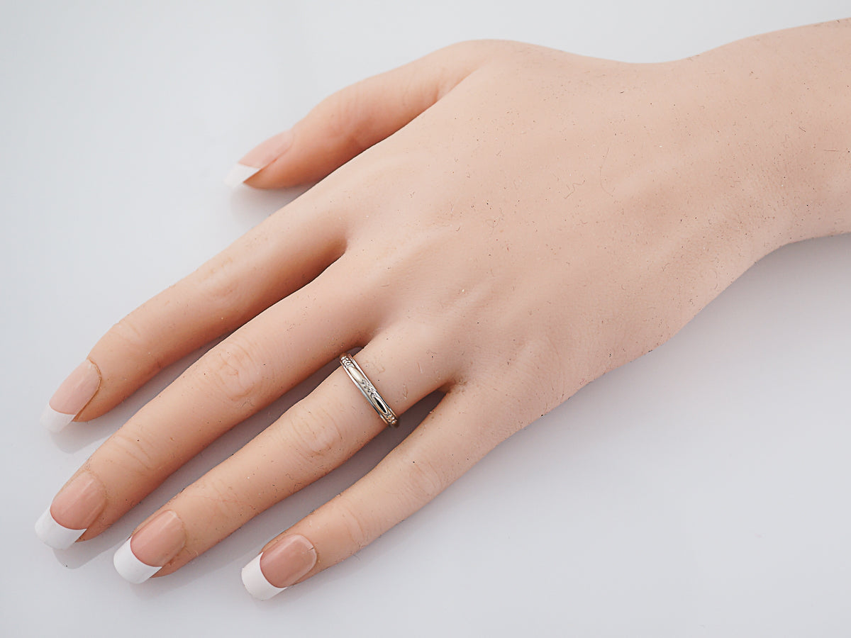 Vintage Wedding Band Retro Orange Blossom in 14k White Gold