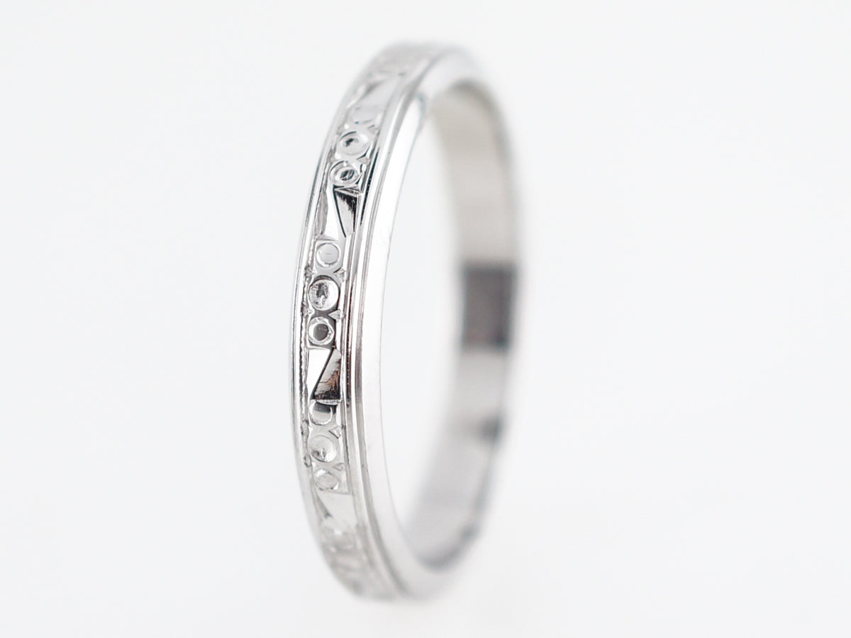 Vintage Wedding Band Retro in 14k White Gold