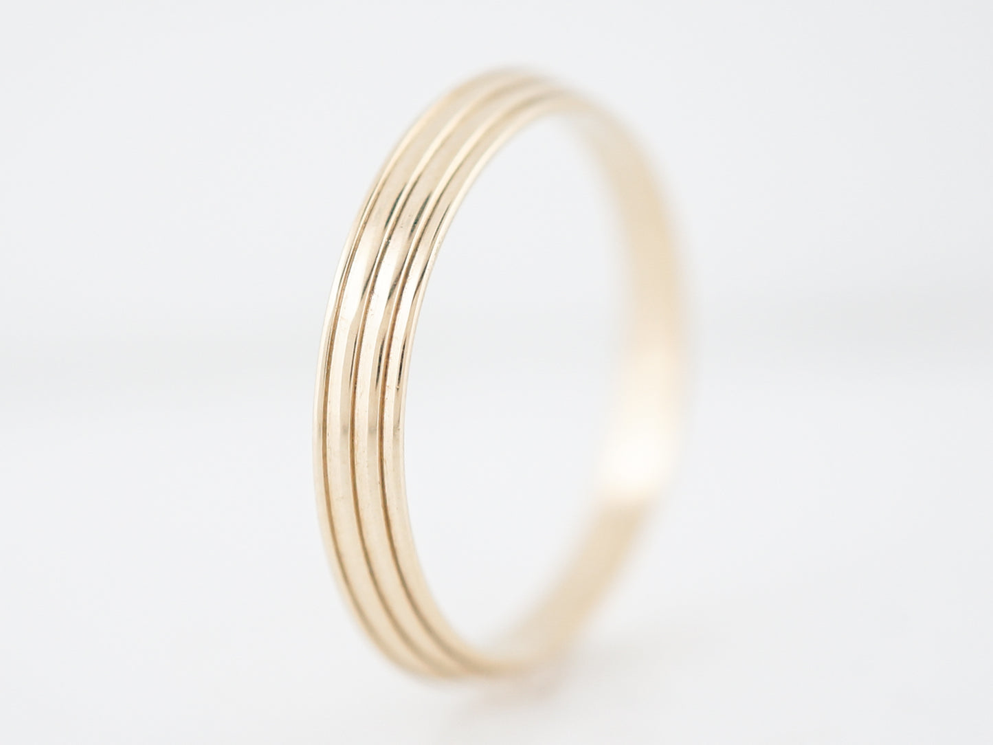 Retro Vintage Wedding Band 14k Yellow Gold Ribbed Texture