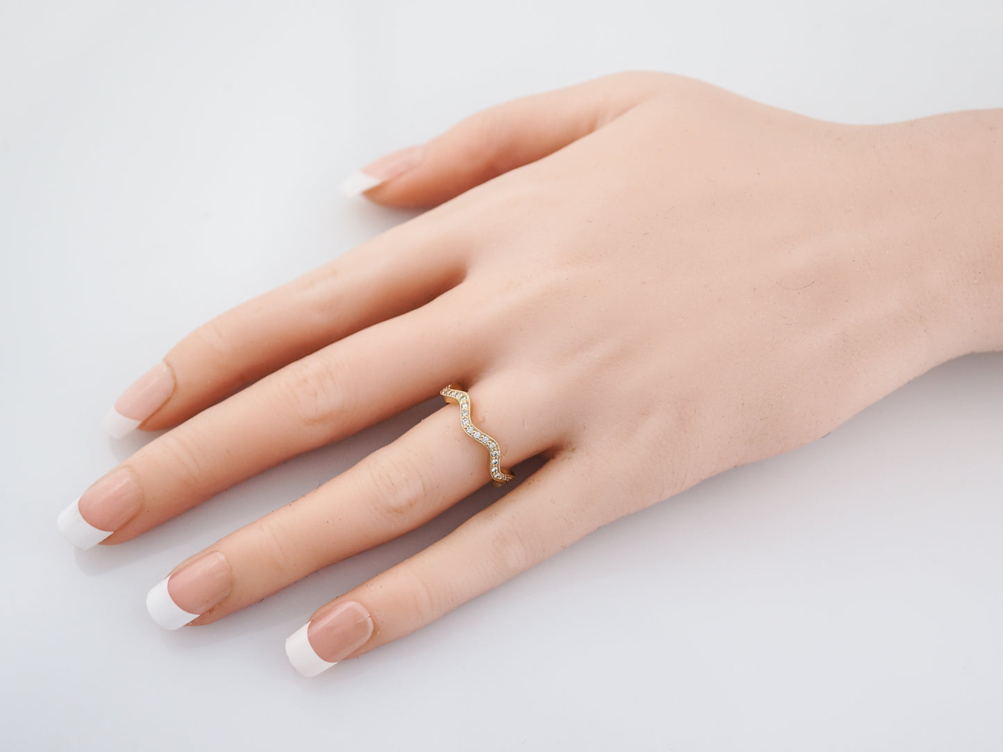 Wedding Band Modern .63 Round Brilliant Cut Diamonds in 14k Yellow Gold