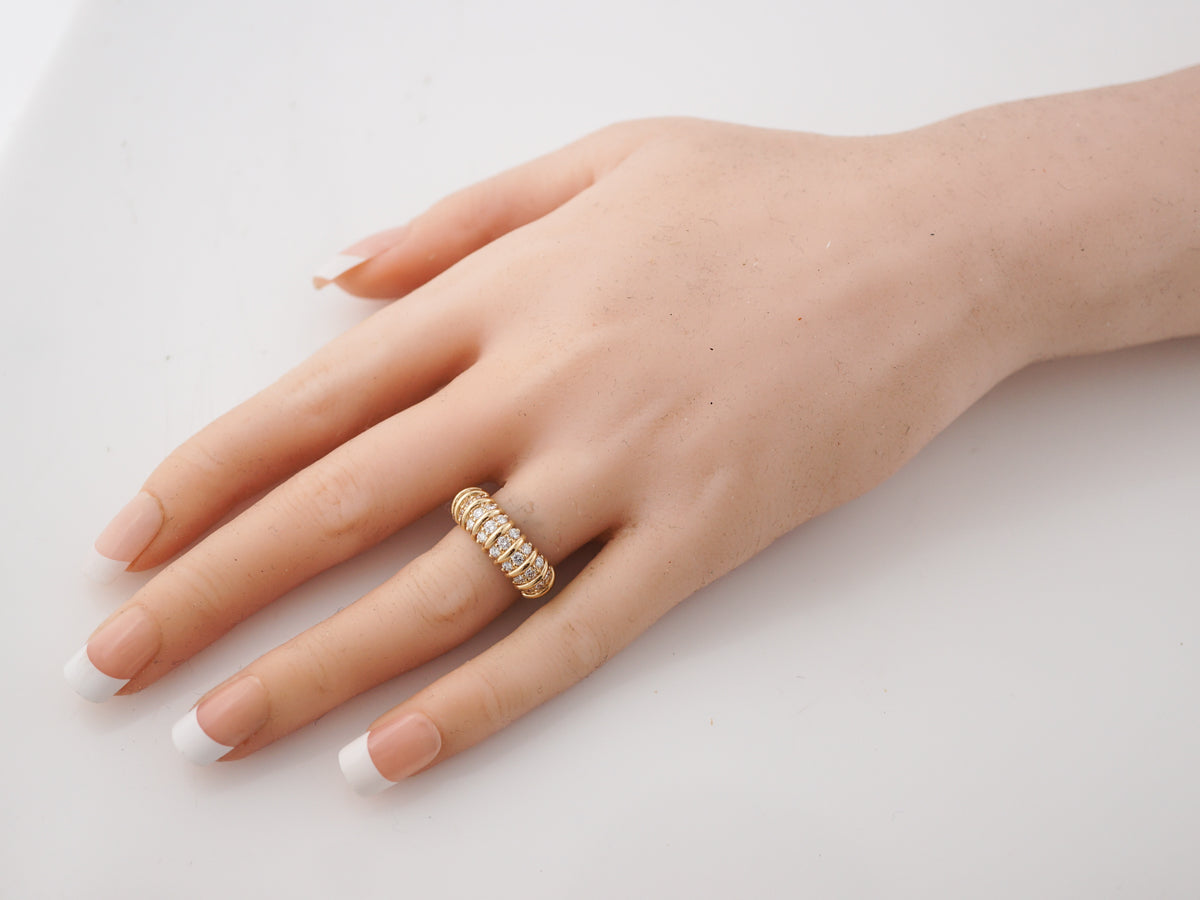 Wedding Band Modern .72 Round Brilliant Cut Diamonds in 18k Yellow Gold