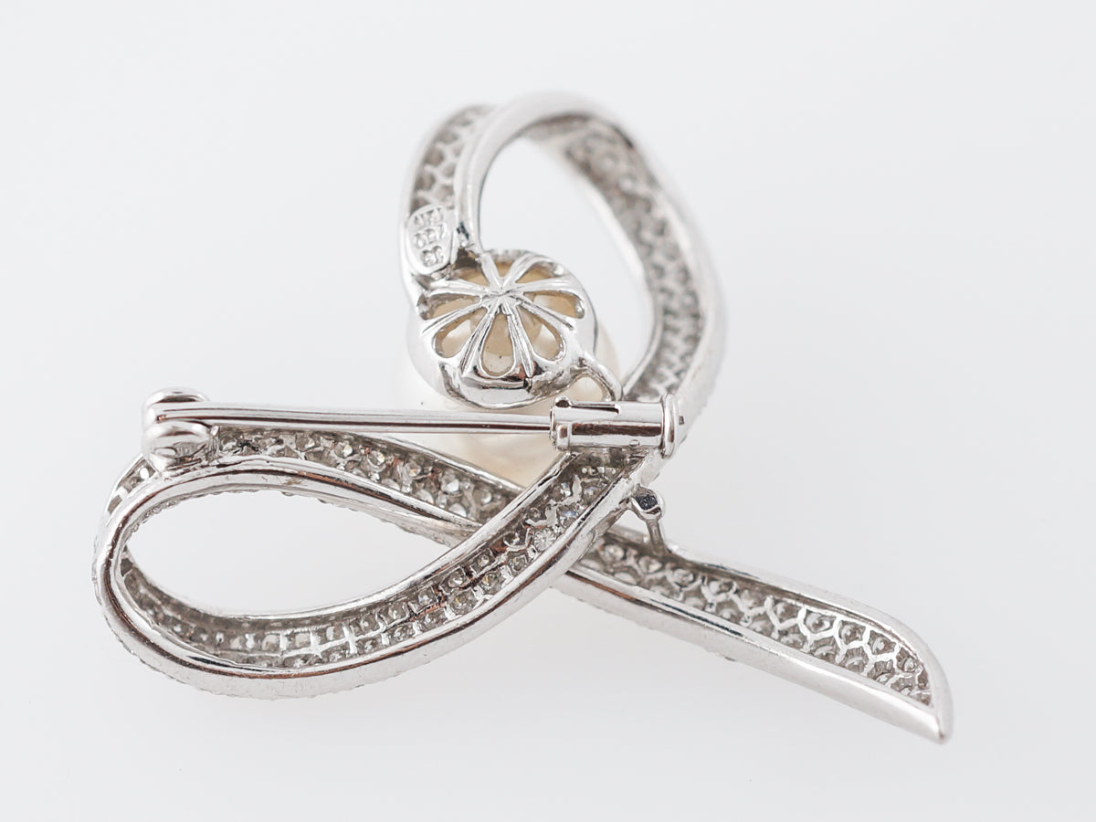RTV 7.27.21 Pearl & Diamond Brooch in 18k White Gold