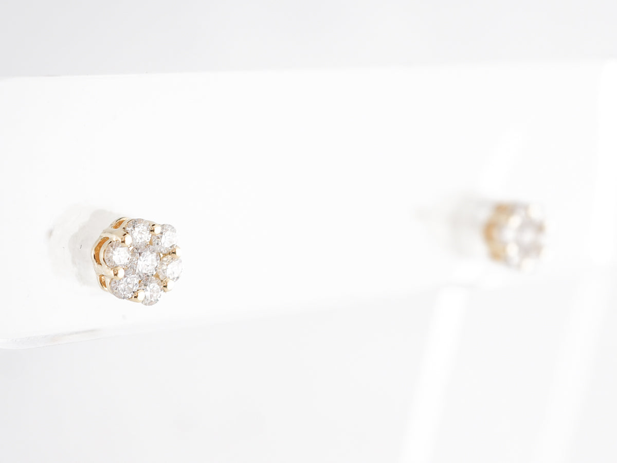 Cluster Diamond Earrings in 14k Yellow Gold