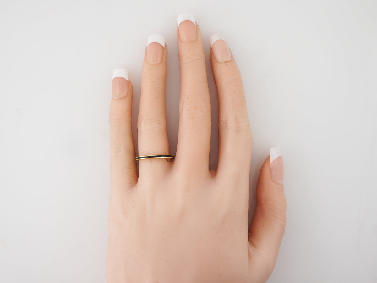 Hidalgo Black Enamel Wedding Band in Yellow Gold