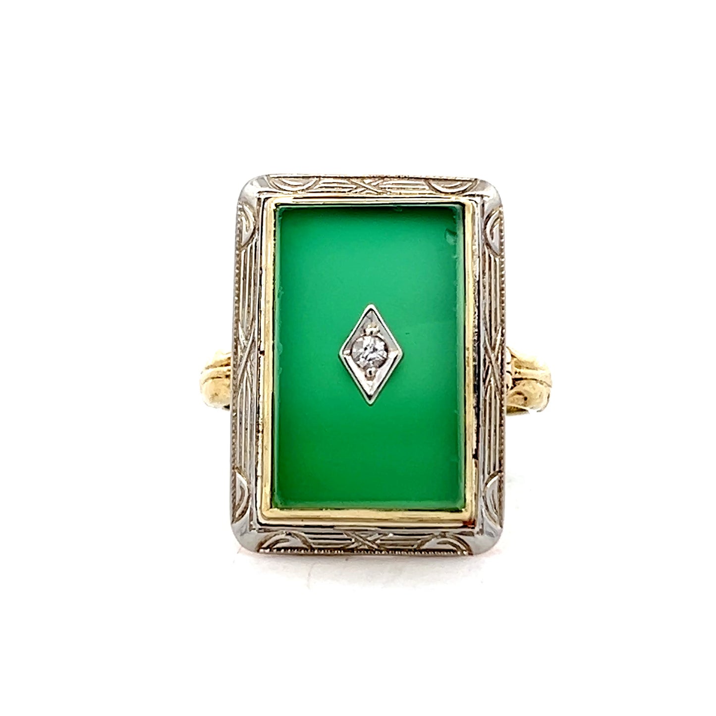 .02 Art Deco Antique Cocktail Ring in 10k
