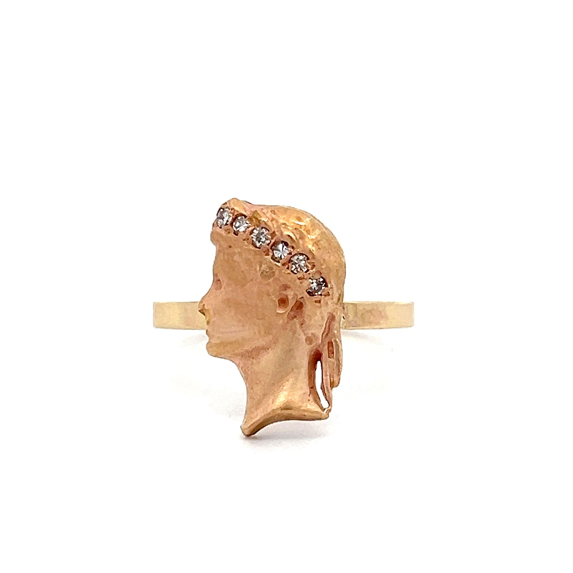 .03 Antique Stick Pin Conversion Ring in 14k