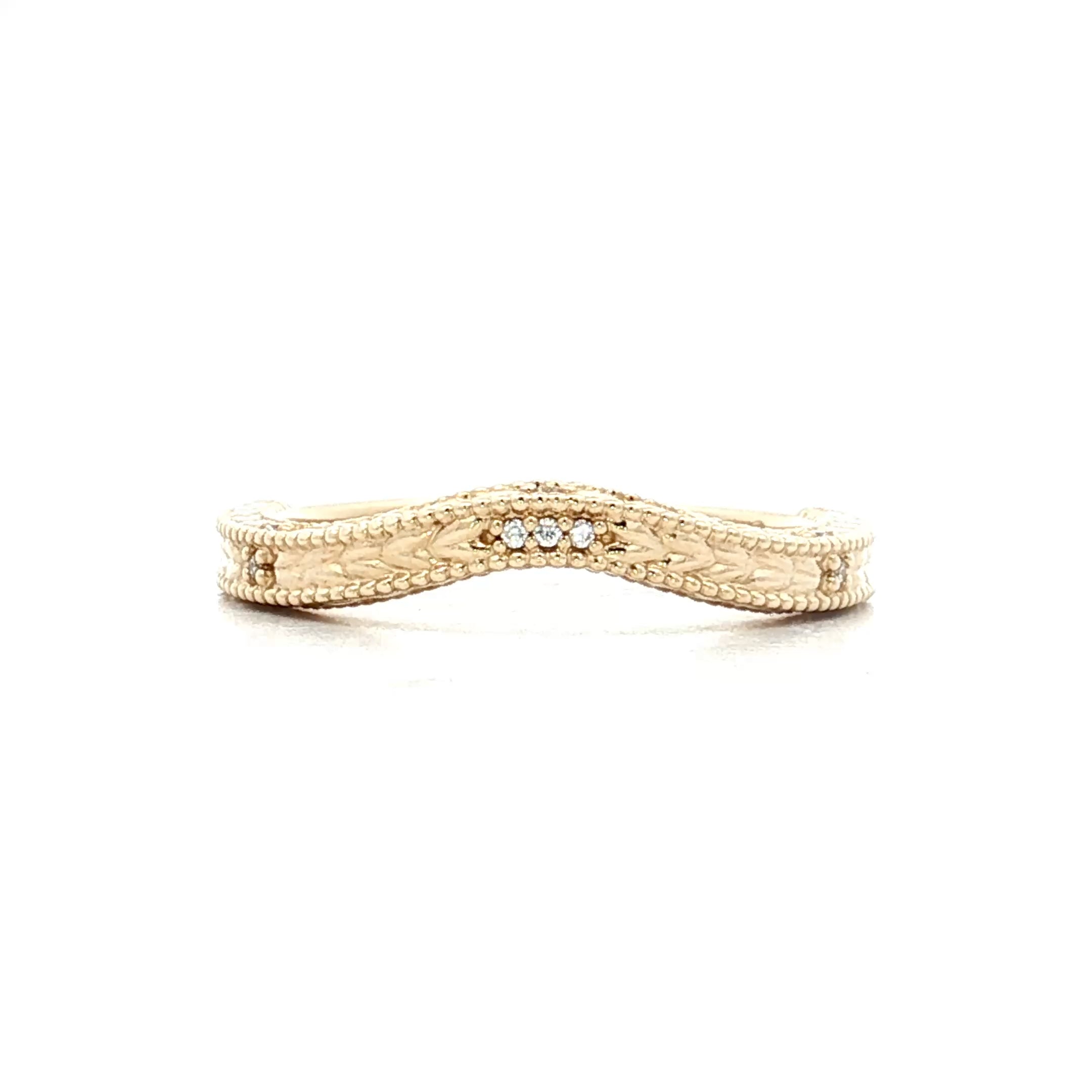 .03 Diamond & Chevron Contour Wedding Band 14k – Filigree Jewelers