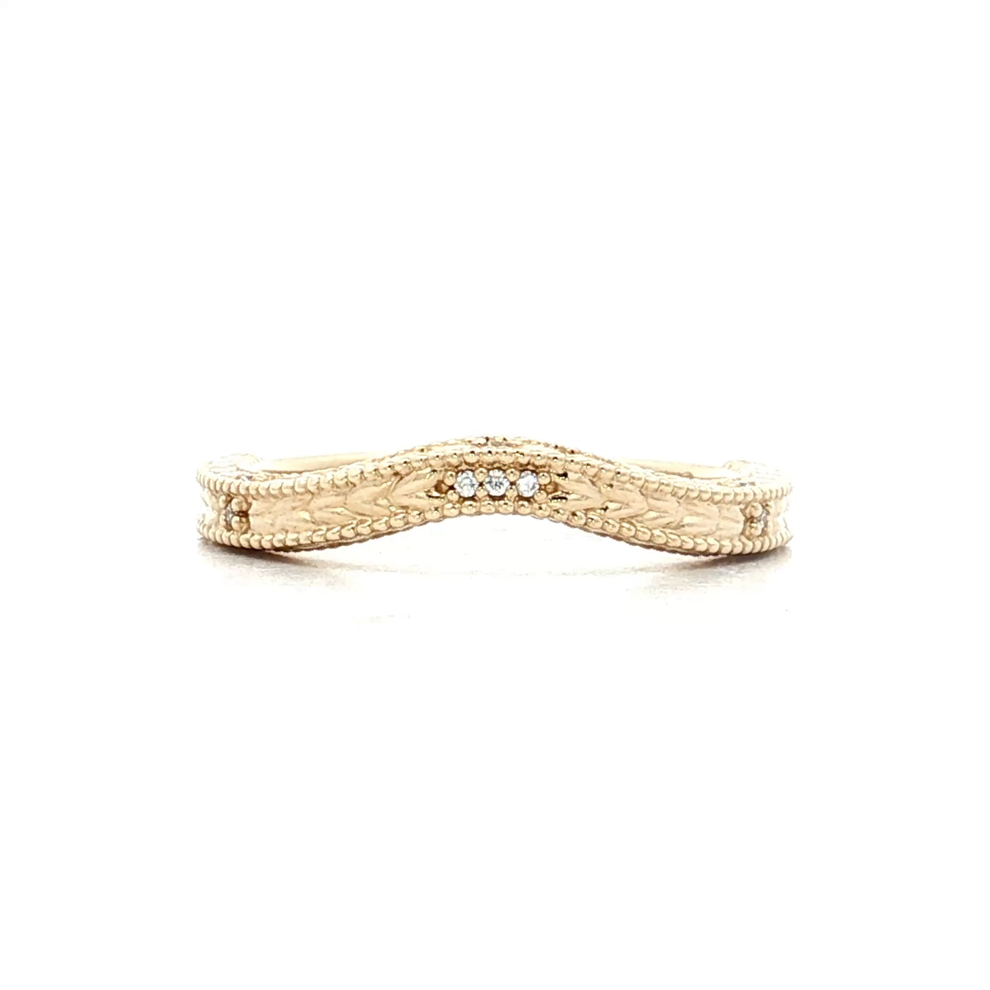 .03 Diamond & Chevron Contour Wedding Band 14k