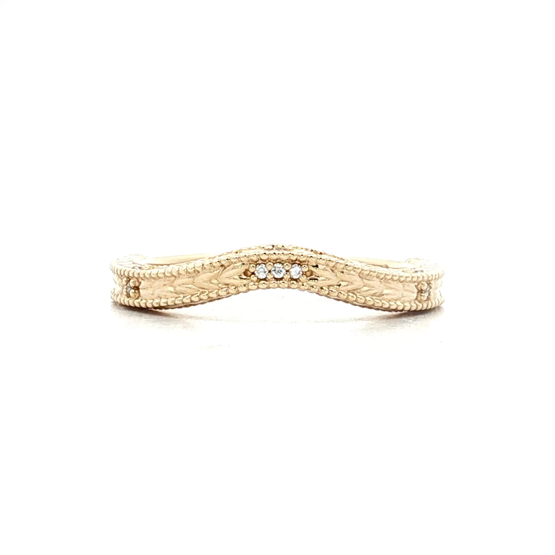 .03 Diamond & Chevron Contour Wedding Band 14k
