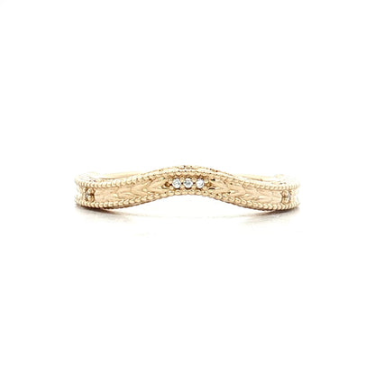 .03 Diamond & Chevron Contour Wedding Band 14k