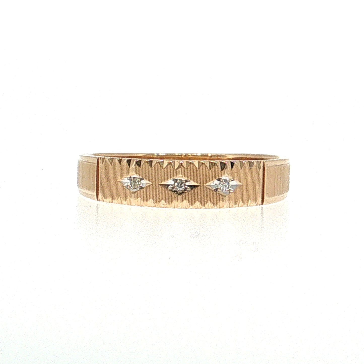 .03 Three Stone Diamond Men's Wedding Band 10k Two-Tone