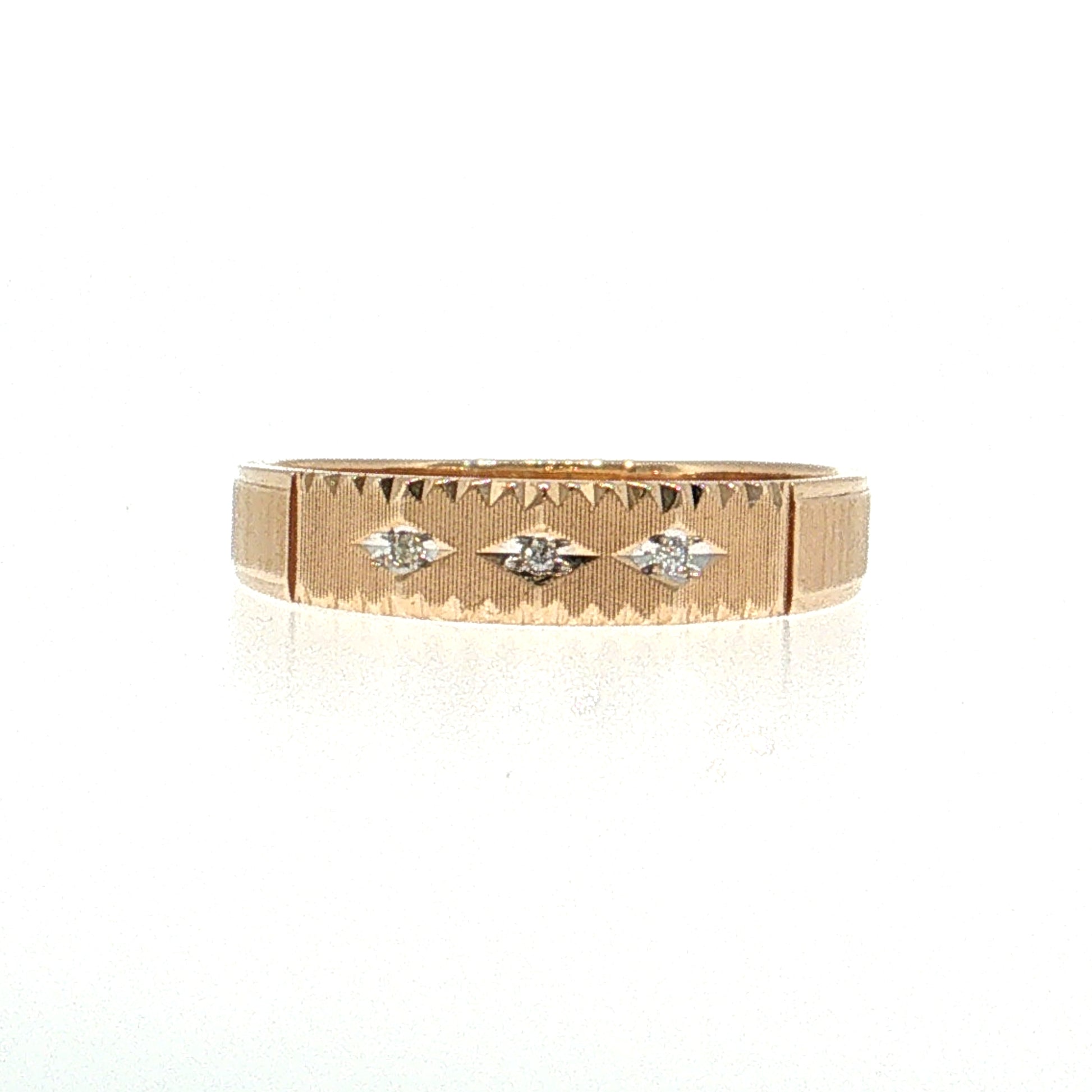 .03 Three Stone Diamond Men's Wedding Band 10k Two-Tone
